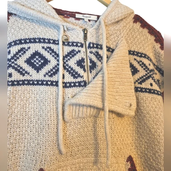 Madewell Alpaca Fair Isle Hoodie Sweater size XS - Picture 4 of 5